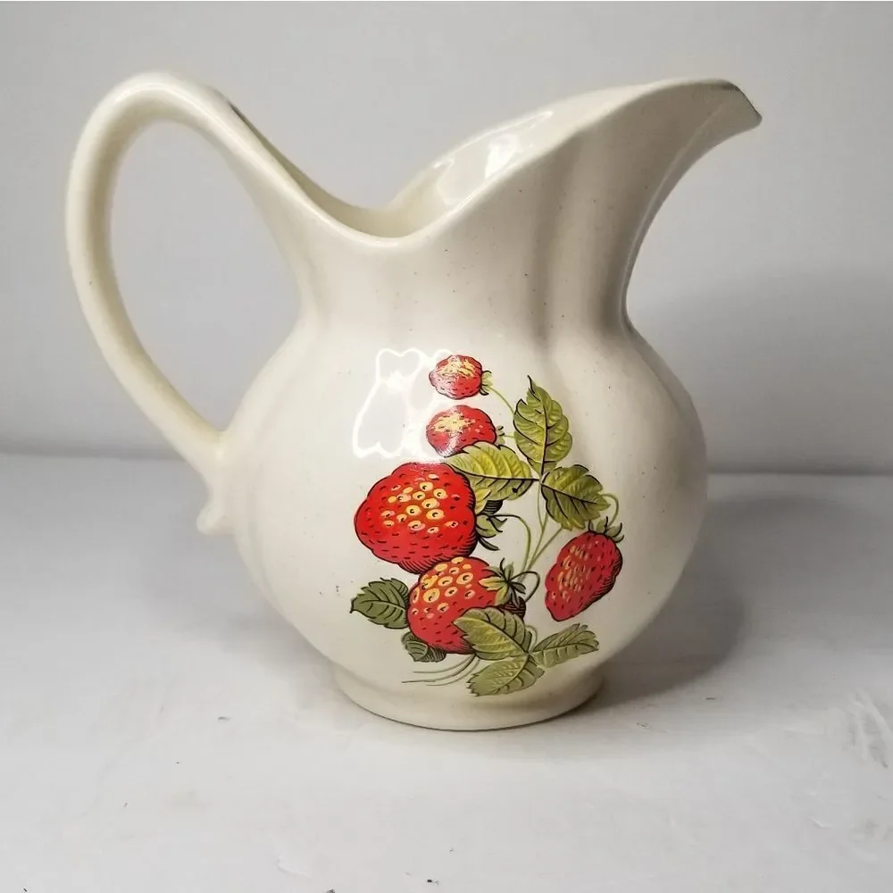 Vintage strawberry ceramic pitcher